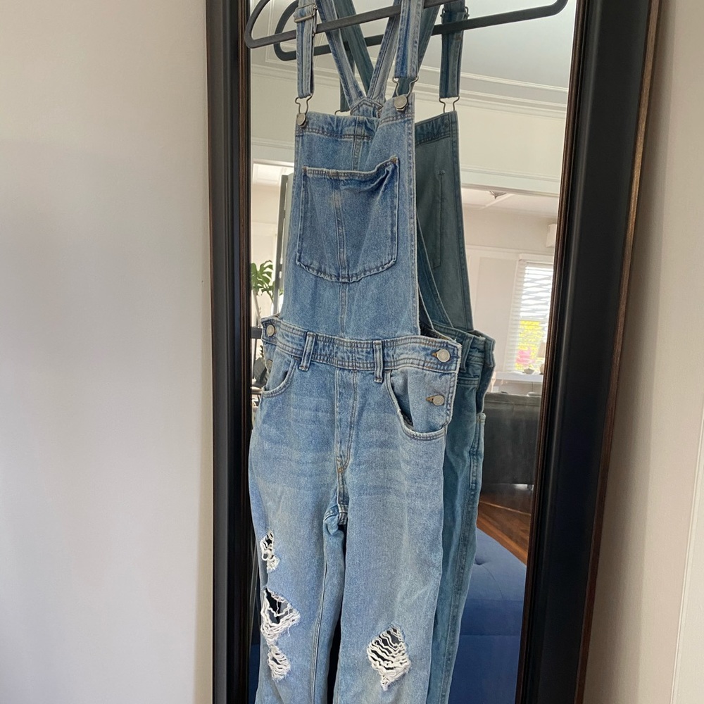 H&M Distressed Denim Overalls